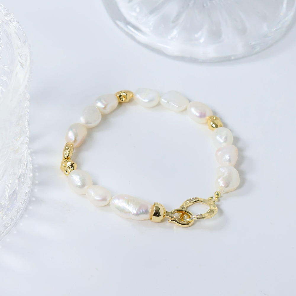 Natural Small Baroque Pearl Buckle Bead Bracelet Korean Women's Luxury Jewelry Fashion Women's and Girls' Gifts