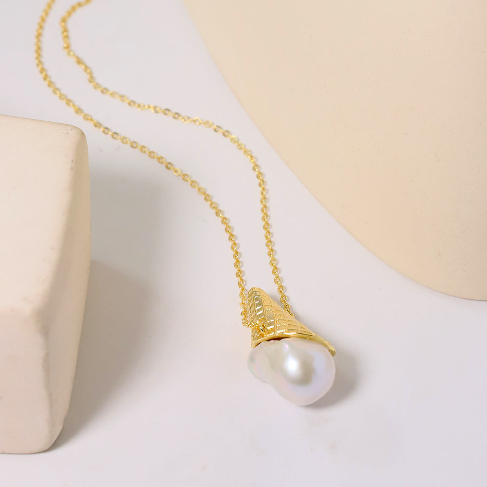 Natural Freshwater Baroque Pearl Ice Cream Necklace Fashion Jewelry Necklaces Gifts for Mom Wife Girlfriend