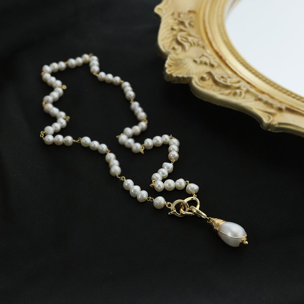 Natural freshwater pearl droplet pendant bead necklace Korean Style Women Luxury Jewelry Fashion Ladies and Girls Gift