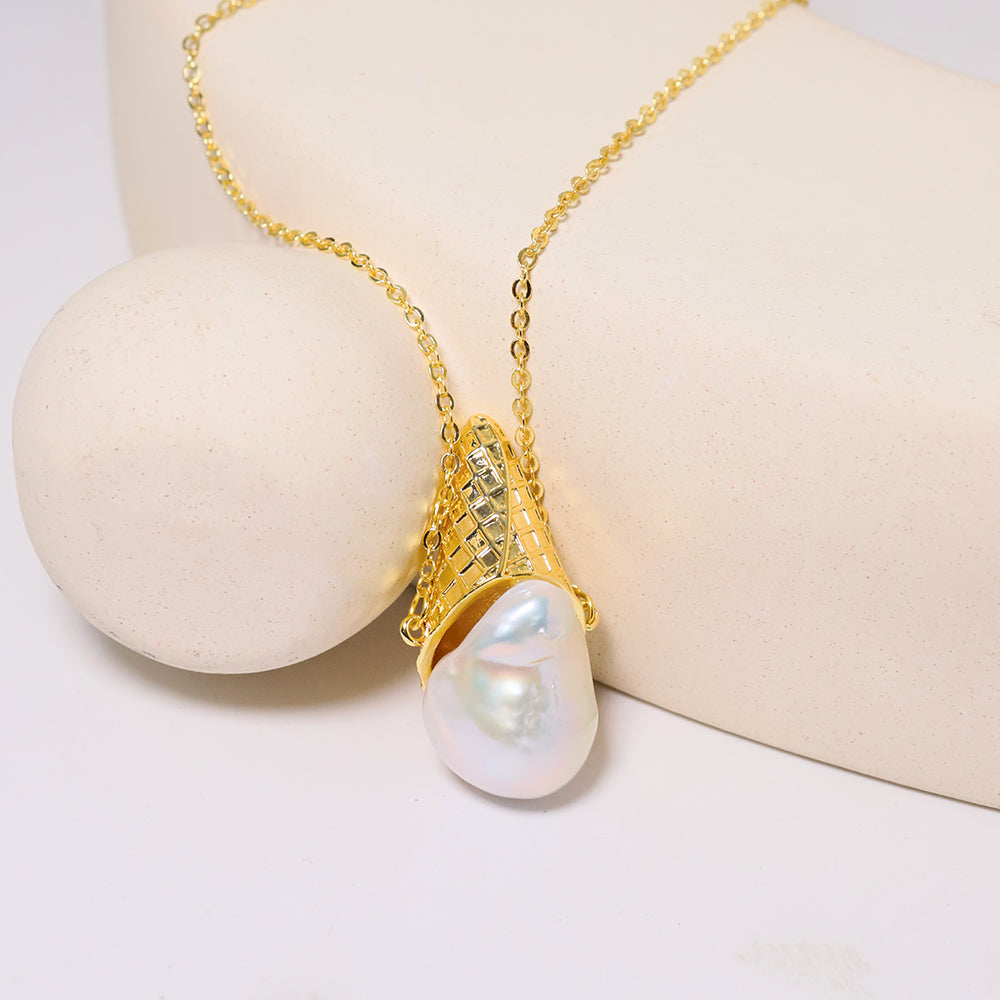 Natural Freshwater Baroque Pearl Ice Cream Necklace Fashion Jewelry Necklaces Gifts for Mom Wife Girlfriend