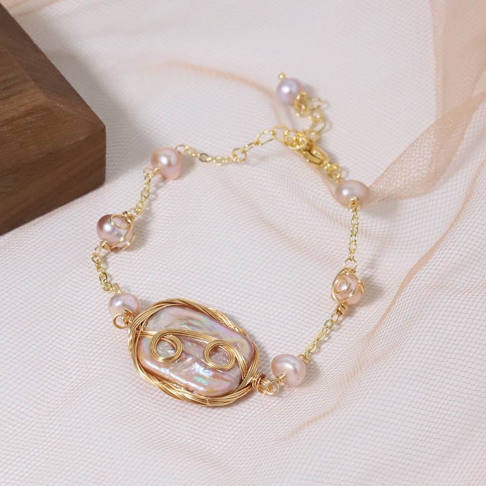 Natural Freshwater Baroque Pearl Bracelet Korean Style Women Luxury Jewelry Fashion Ladies and Girls Gift